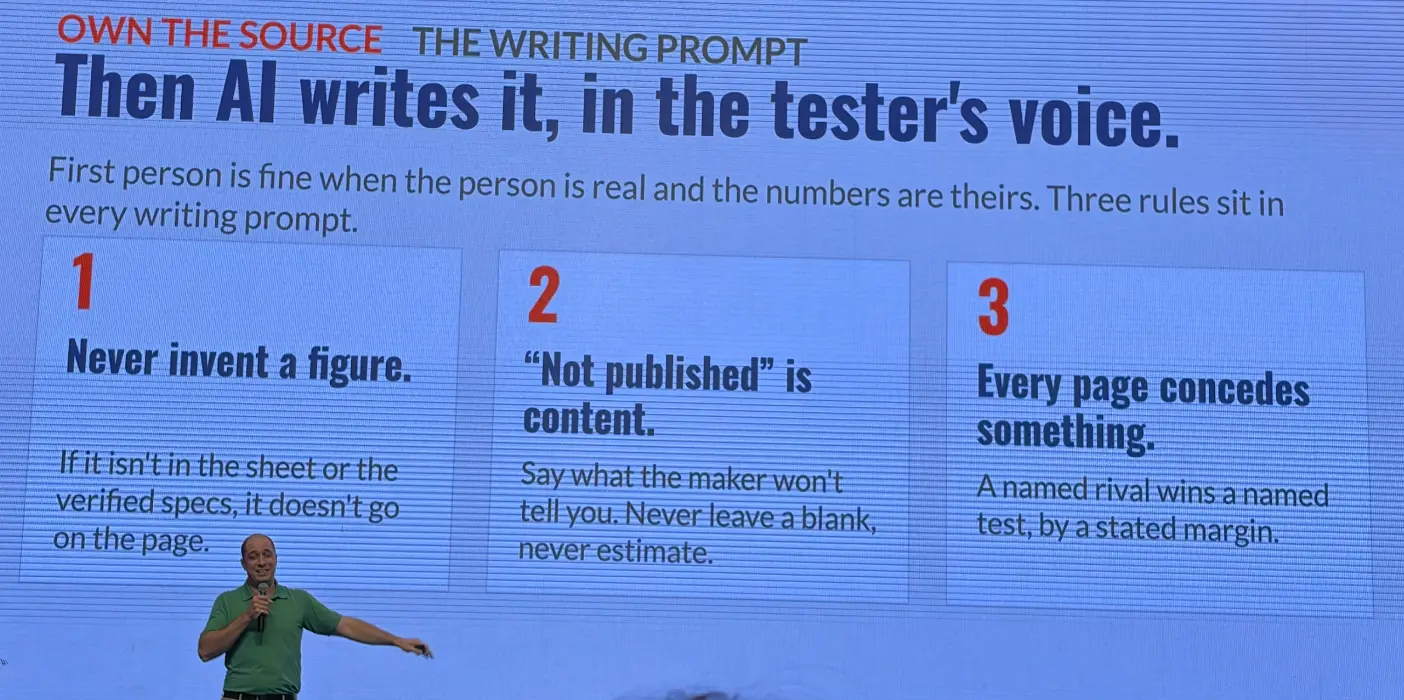 Then Al writes it, in the tester's voice.
